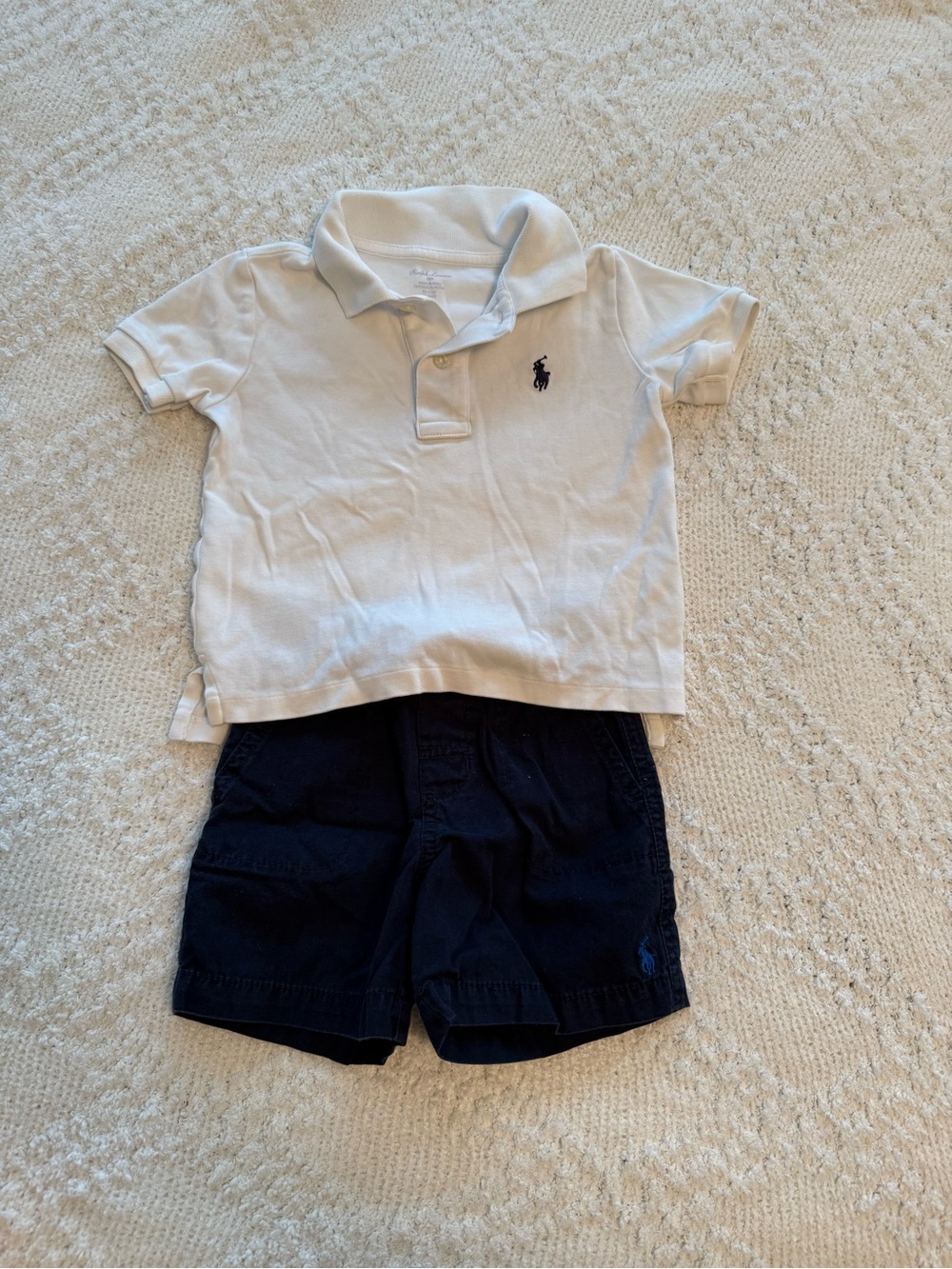 Ralph Lauren White Polo with Navy Shorts Kids Set